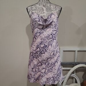 A LOVE LIKE YOU Snake Print silky SLIP dress Women SZ L pale pink NWOT night out